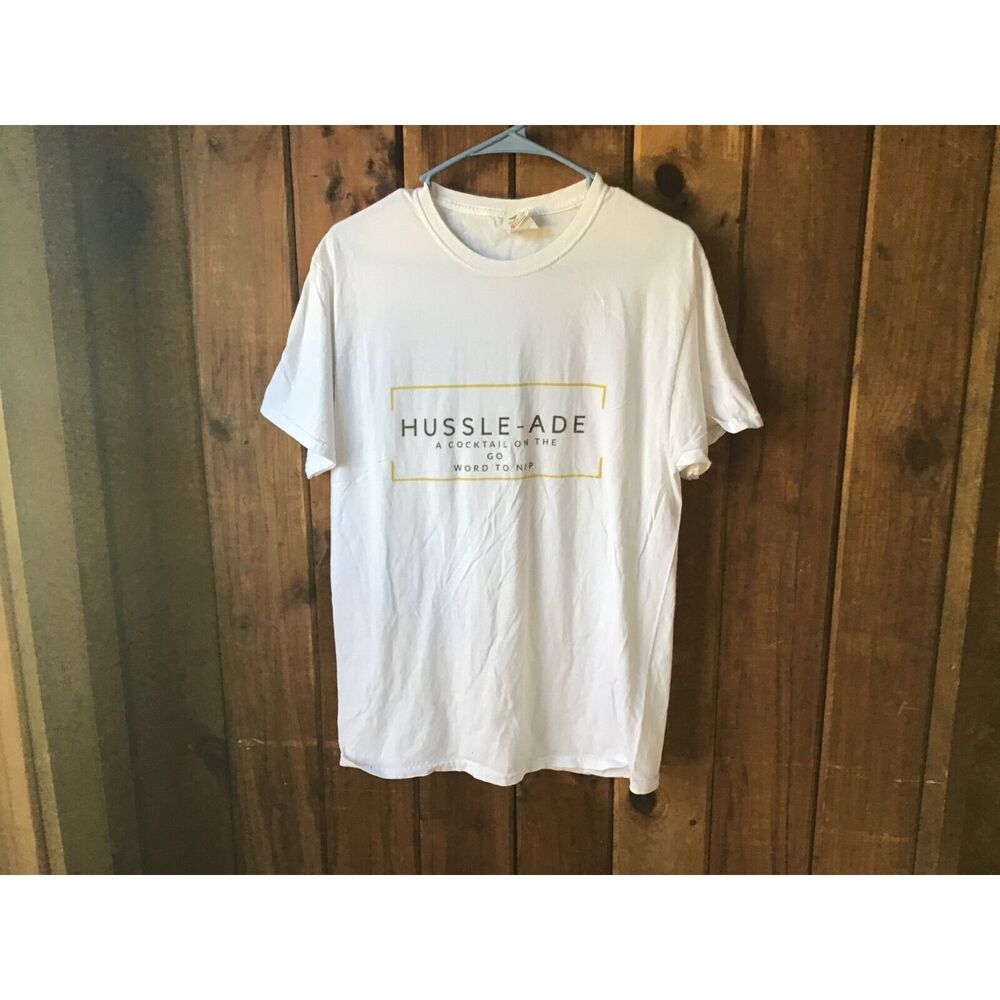 Fruit Of The Loom T Shirt Size M Hustle Graphic Cotton White Short Sleeve